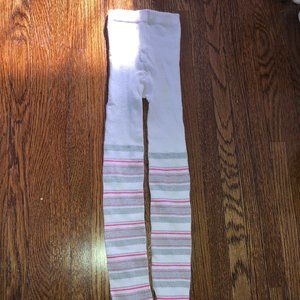 Girls Pink, Silver, and White Striped Tights